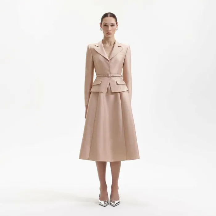 Self Portrait Wedding Guest Tailored Taffeta Midi Dress 8211 Women