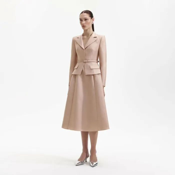 Self Portrait Wedding Guest Tailored Taffeta Midi Dress 8211 Women