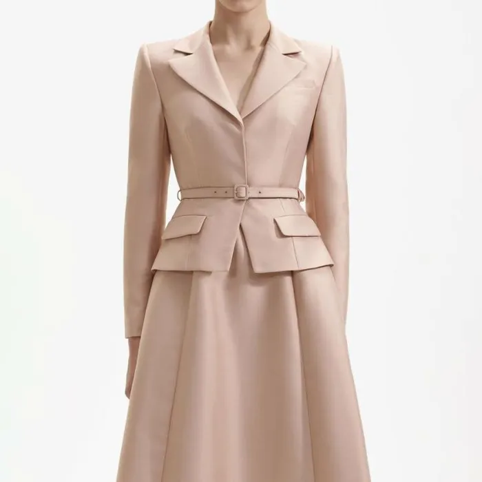 Self Portrait Wedding Guest Tailored Taffeta Midi Dress 8211 Women