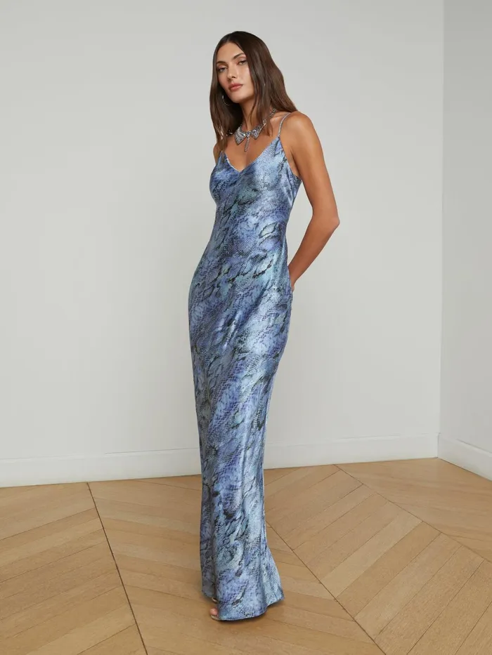 Serita Silk Slip Dress Blue Snake Women L039Agence Dresses and Jumpsuits Serita Silk Slip Dress Blue Snake Women L039Agence Dresses and Jumpsuits