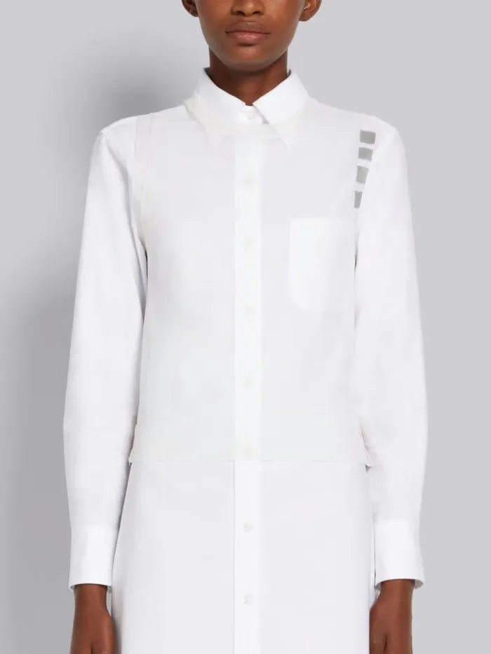 Sheer Silk 4bar Shell Top White Women Thom Browne Knitwear