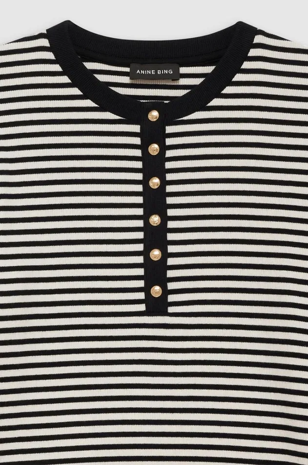 Shirts Women ANINE BING Alessia Long Sleeve Tee 8211 Cream And Black Stripe