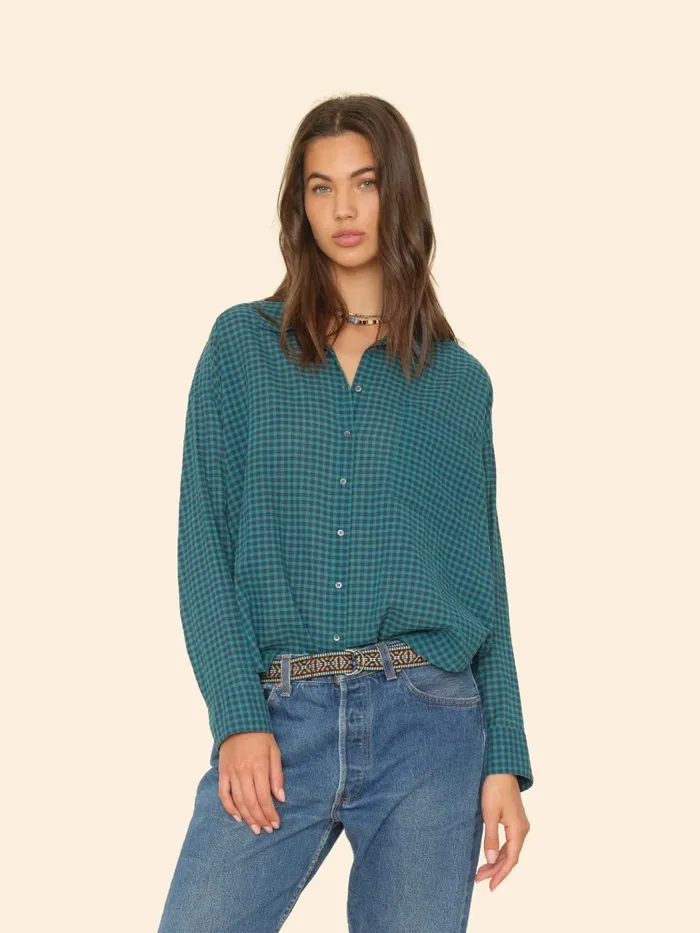 Shirts Women Pine Sky Jordy Plaid Shirt XRENA