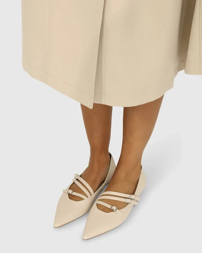 Shoes Belle and Bloom Women Begin Again Buckled Flat 8211 Beige