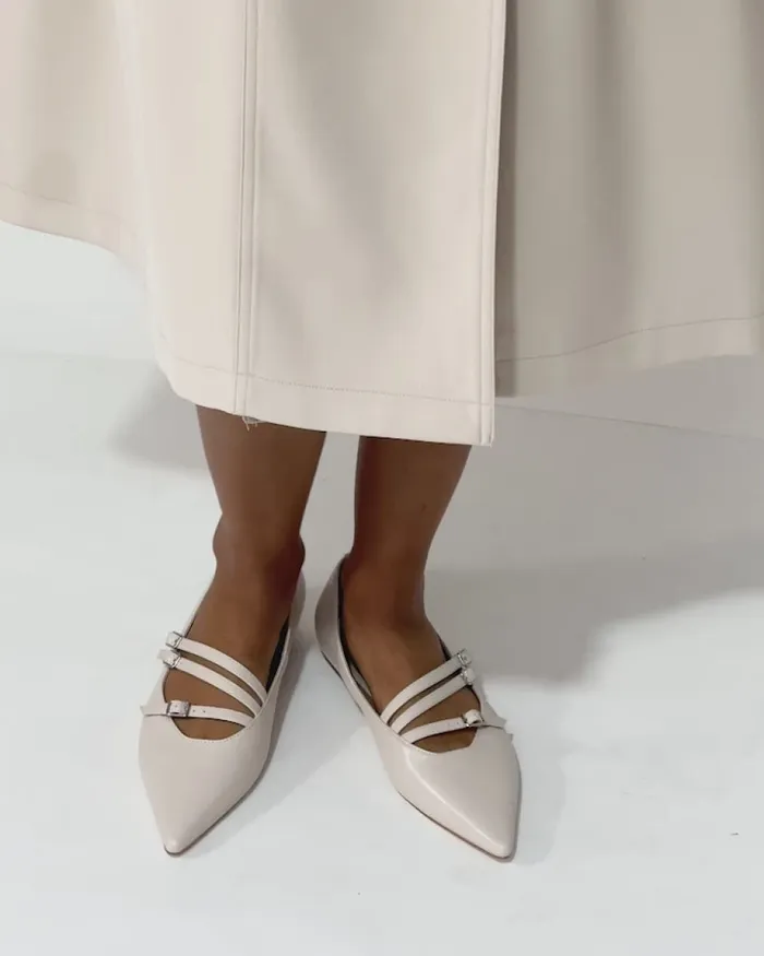 Shoes Belle and Bloom Women Begin Again Buckled Flat 8211 Beige