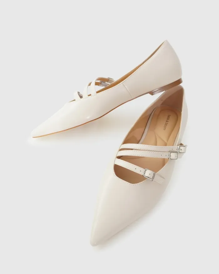 Shoes Belle and Bloom Women Begin Again Buckled Flat 8211 Beige