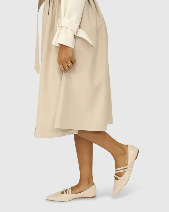 Shoes Belle and Bloom Women Begin Again Buckled Flat 8211 Beige