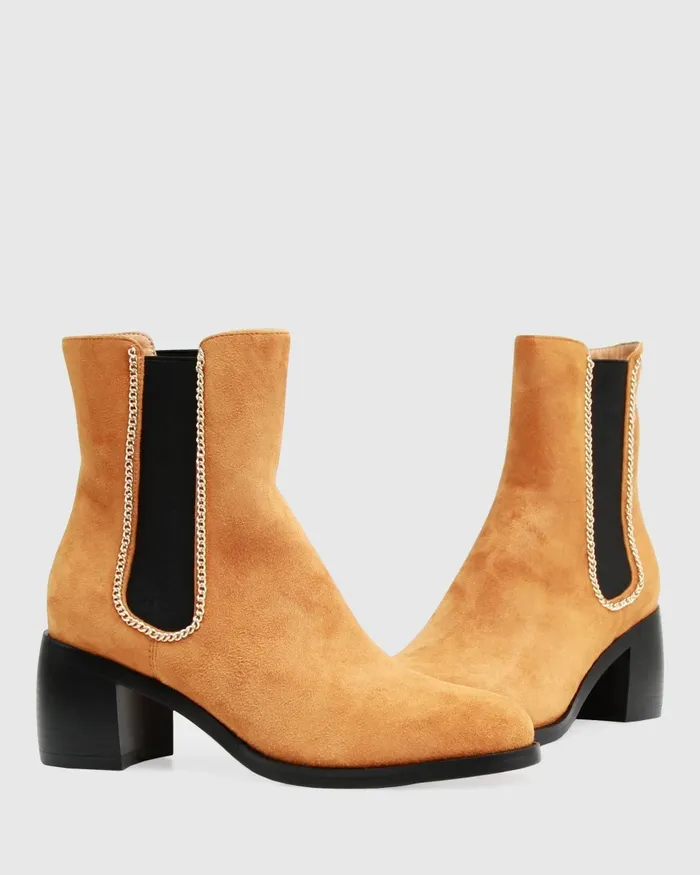 Shoes Belle and Bloom Women Remember Tonight Suede Chelsea Boot 8211 Camel FINAL SALE