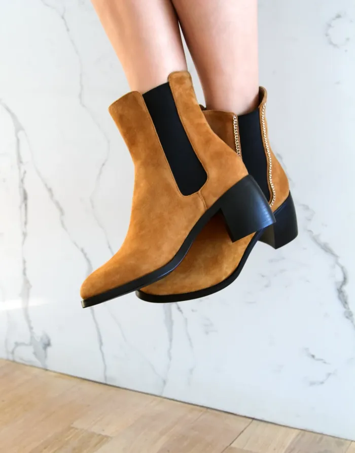 Shoes Belle and Bloom Women Remember Tonight Suede Chelsea Boot 8211 Camel FINAL SALE