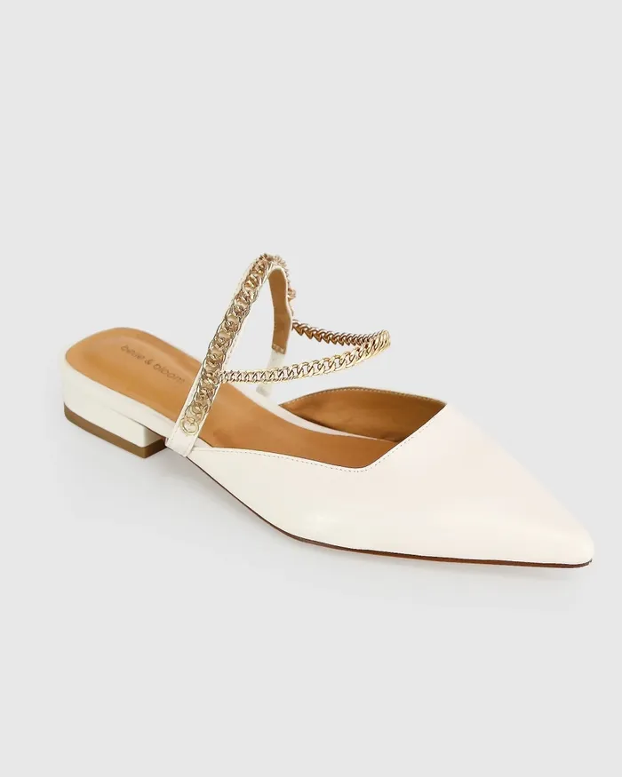 Shoes On The Go Leather Flat 8211 Cream 8211 Belle and Bloom Women