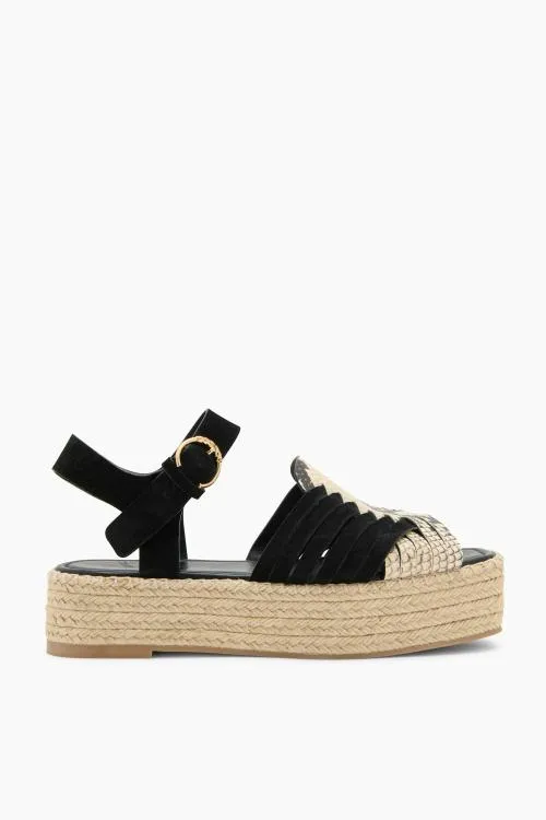 Shoes Women Ulla Johnson Elsa Espadrille Noir Python Colorblock