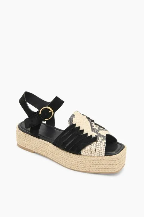 Shoes Women Ulla Johnson Elsa Espadrille Noir Python Colorblock Shoes Women Ulla Johnson Elsa Espadrille Noir Python Colorblock