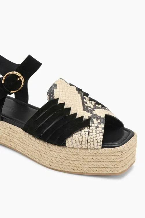 Shoes Women Ulla Johnson Elsa Espadrille Noir Python Colorblock Shoes Women Ulla Johnson Elsa Espadrille Noir Python Colorblock