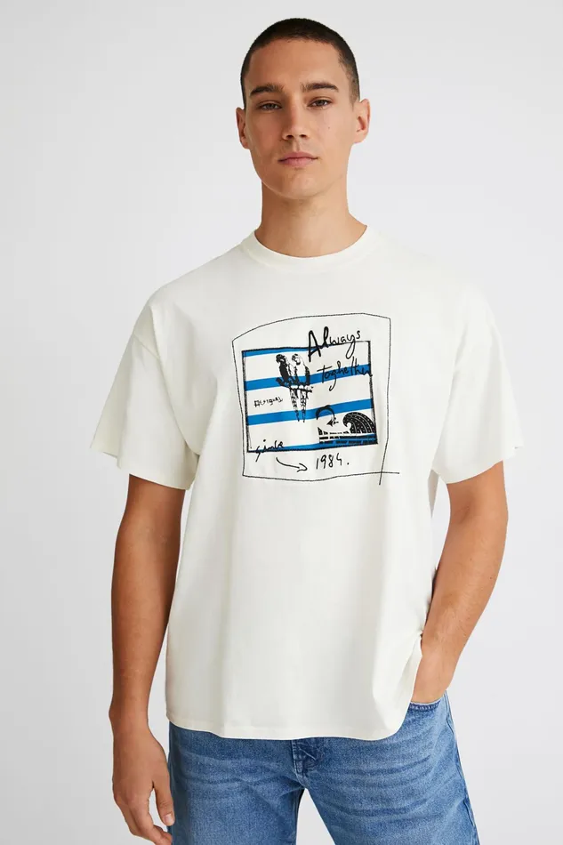 Shortsleeve Patch Tshirt Mens Desigual Tshirt and Polos