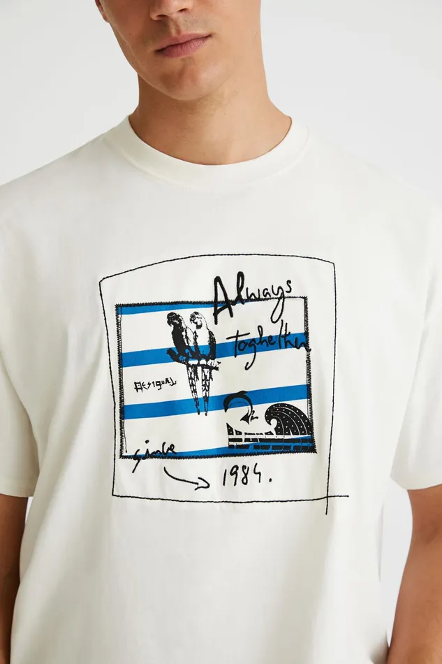 Shortsleeve Patch Tshirt Mens Desigual Tshirt and Polos