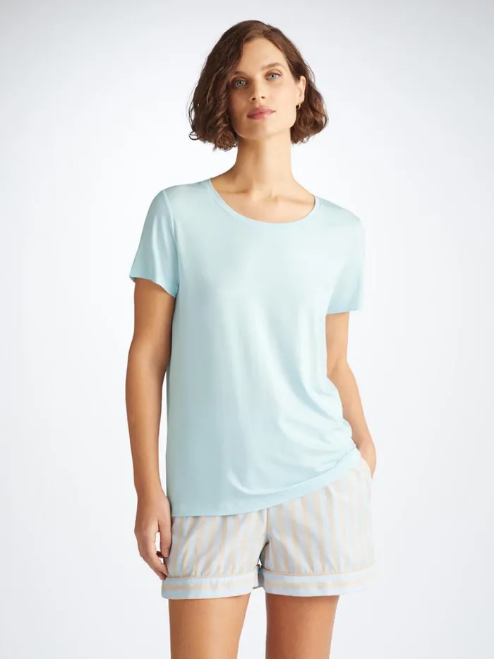 Short Sleeve TShirts Women Derek Rose TShirt Lara Micro Modal Stretch Ice Blue Short Sleeve TShirts Women Derek Rose TShirt Lara Micro Modal Stretch Ice Blue
