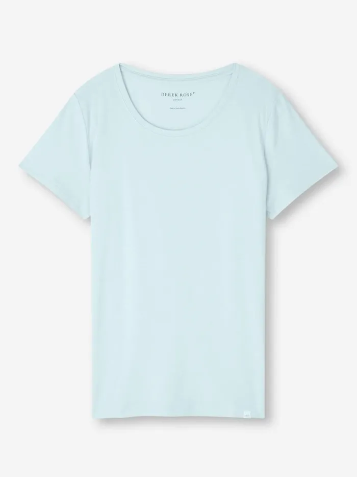 Short Sleeve TShirts Women Derek Rose TShirt Lara Micro Modal Stretch Ice Blue
