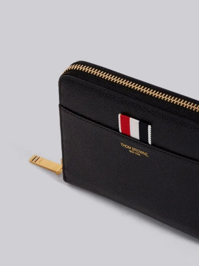 Short Zip Around Purse In Pebble Grain Black Women Thom Browne Purses and Wallets Short Zip Around Purse In Pebble Grain Black Women Thom Browne Purses and Wallets