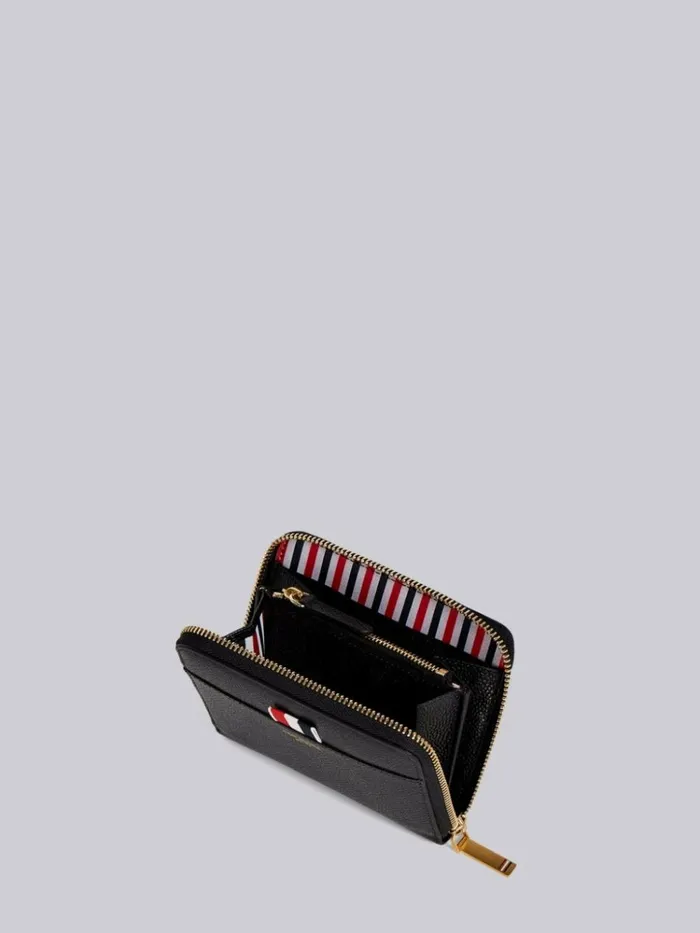 Short Zip Around Purse In Pebble Grain Black Women Thom Browne Purses and Wallets Short Zip Around Purse In Pebble Grain Black Women Thom Browne Purses and Wallets