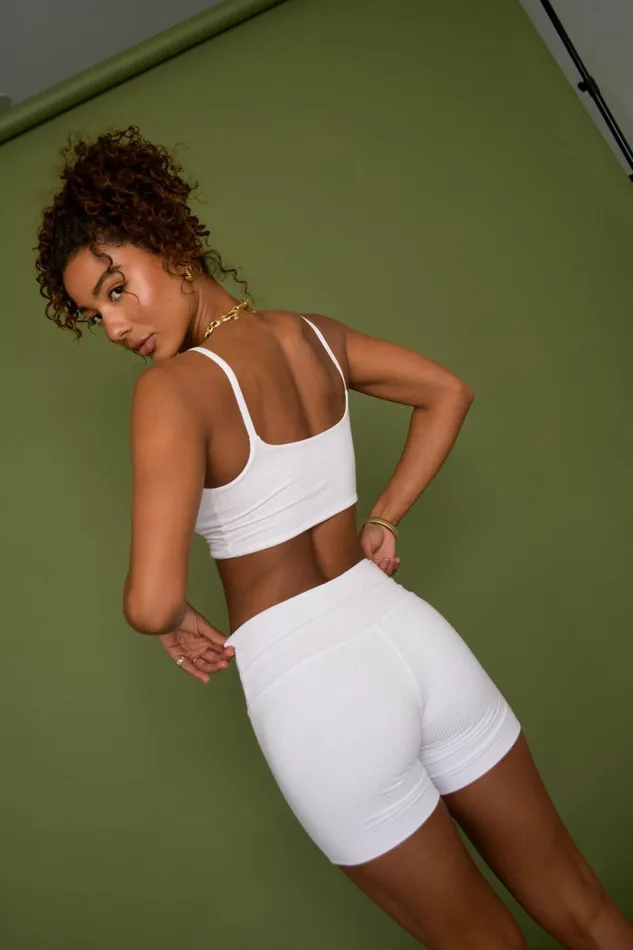 Skatie Basics Ribbed Bike Short White 8211 Women