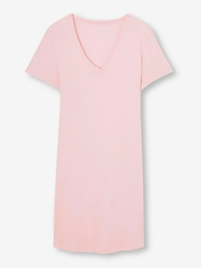 Sleep TShirts Women Derek Rose VNeck Sleep TShirt Lara Micro Modal Stretch Ballet Pink
