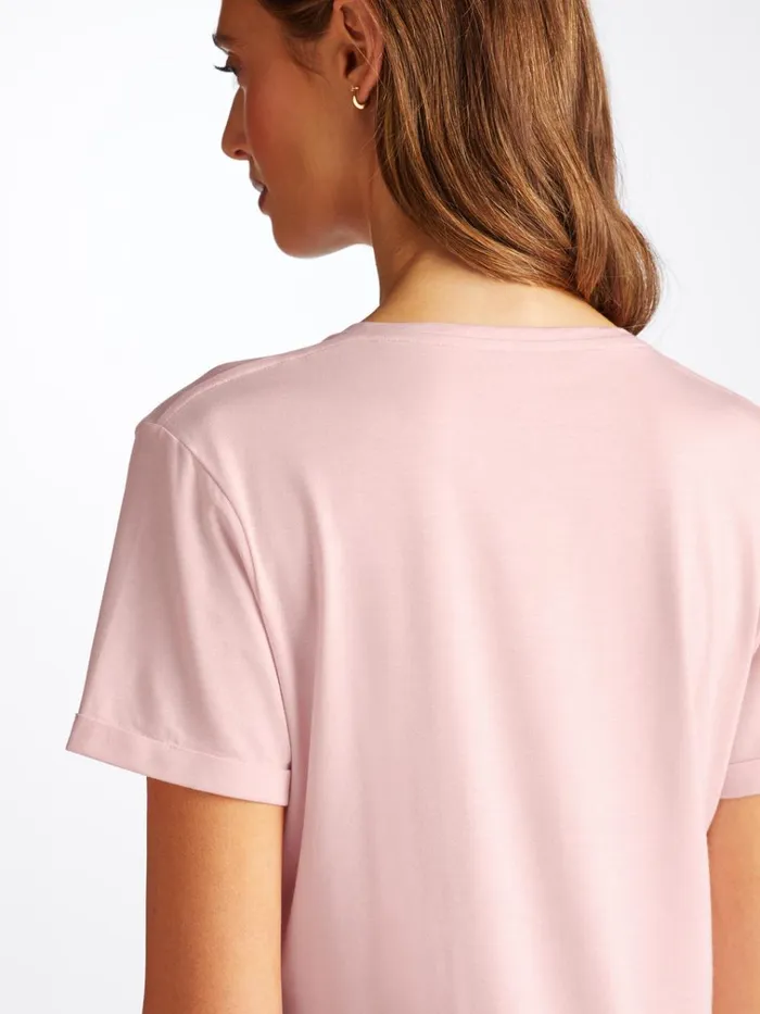 Sleep TShirts Women Derek Rose VNeck Sleep TShirt Lara Micro Modal Stretch Ballet Pink