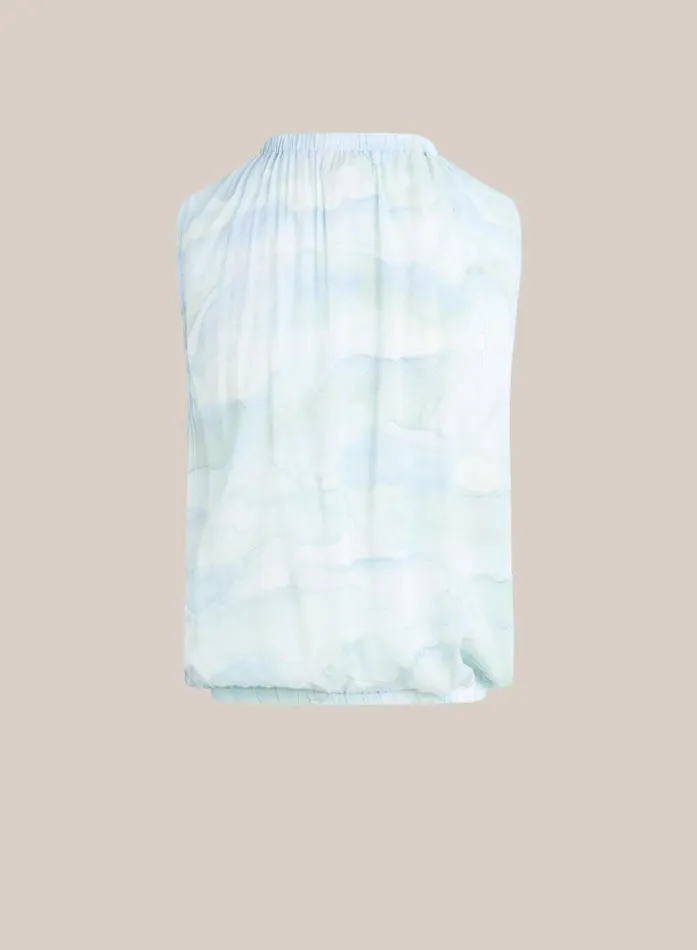 Smocked Neck Tank 8211 Waves Camo Print Women Bella Dahl Sleeveless