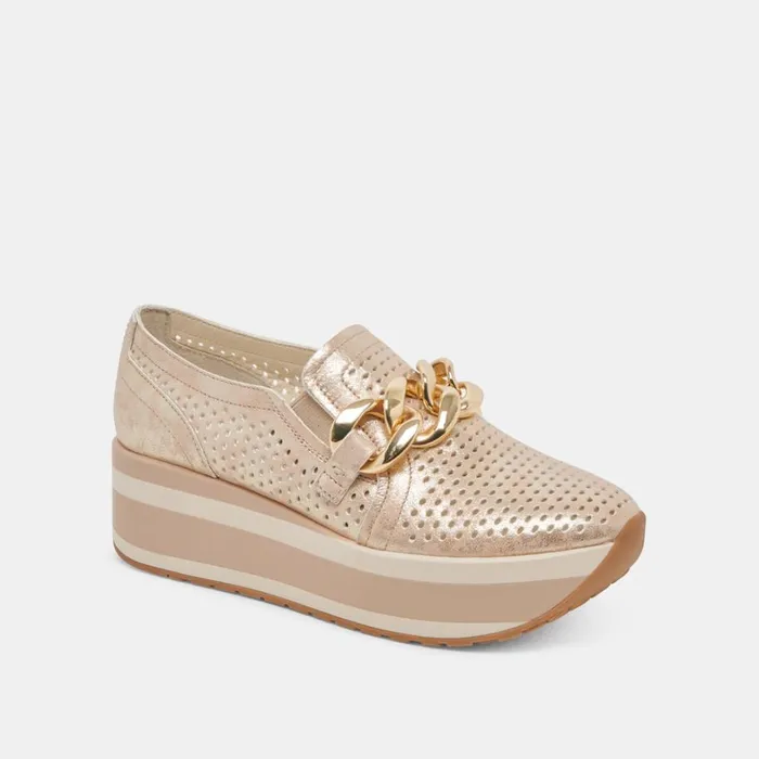Sneakers Women Dolce Vita Jhenee Perforated Sneakers Light Gold Nubuck