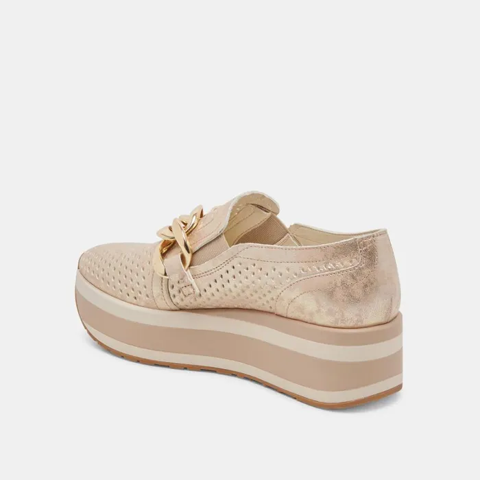 Sneakers Women Dolce Vita Jhenee Perforated Sneakers Light Gold Nubuck