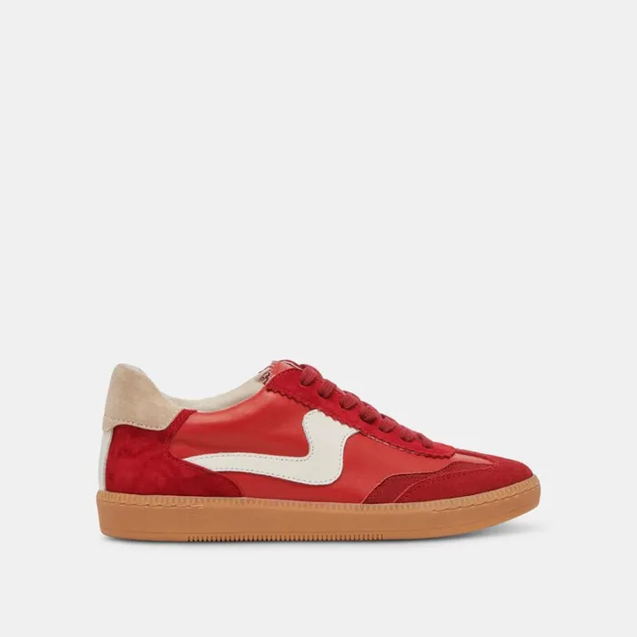 Sneakers Women Dolce Vita Notice Wide Sneakers Crimson Suede