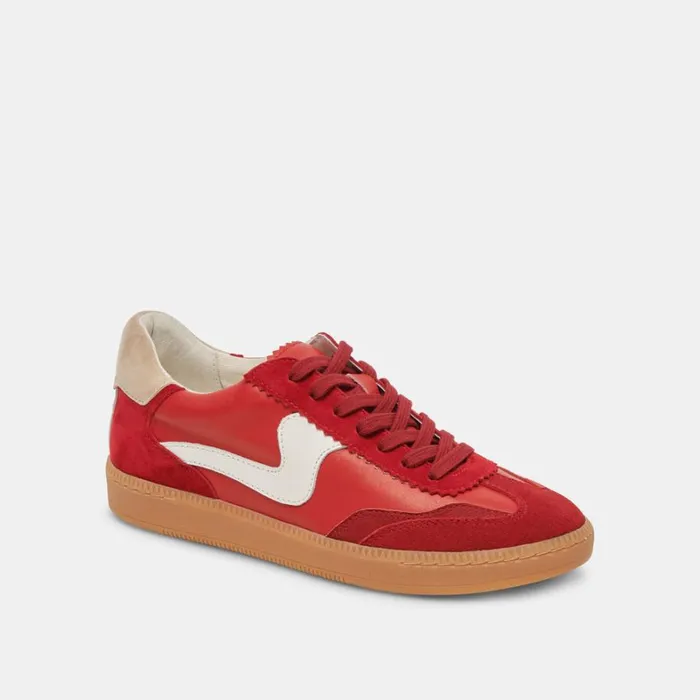 Sneakers Women Dolce Vita Notice Wide Sneakers Crimson Suede