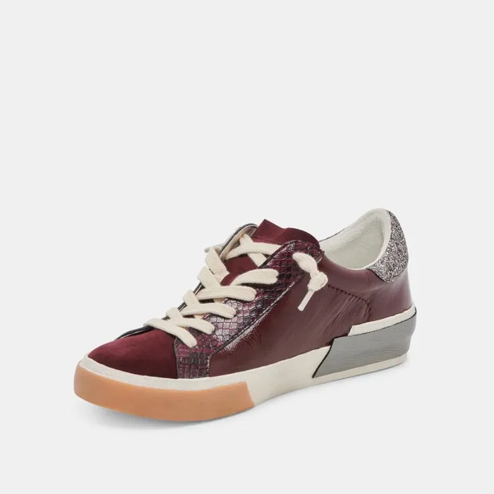 Sneakers Women Dolce Vita Zina Sneakers Burgundy Crinkle Patent