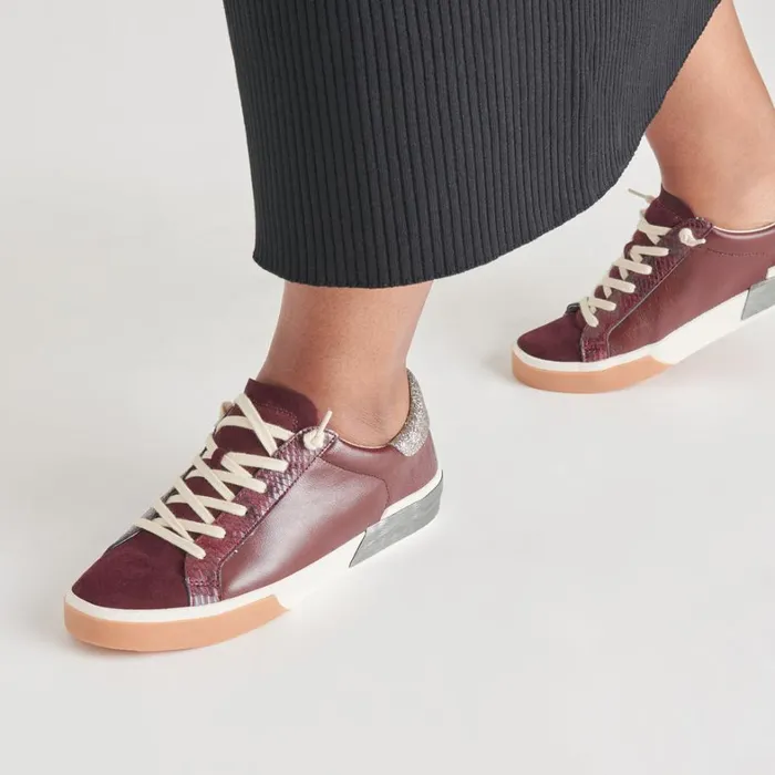 Sneakers Women Dolce Vita Zina Sneakers Burgundy Crinkle Patent