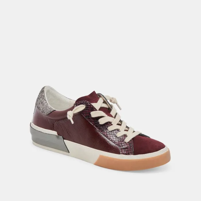 Sneakers Women Dolce Vita Zina Sneakers Burgundy Crinkle Patent
