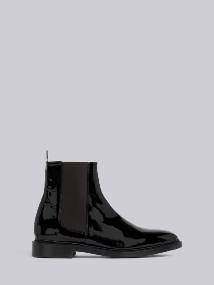 Soft Patent Leather 4bar Chelsea Boot Black Men Thom Browne Boots