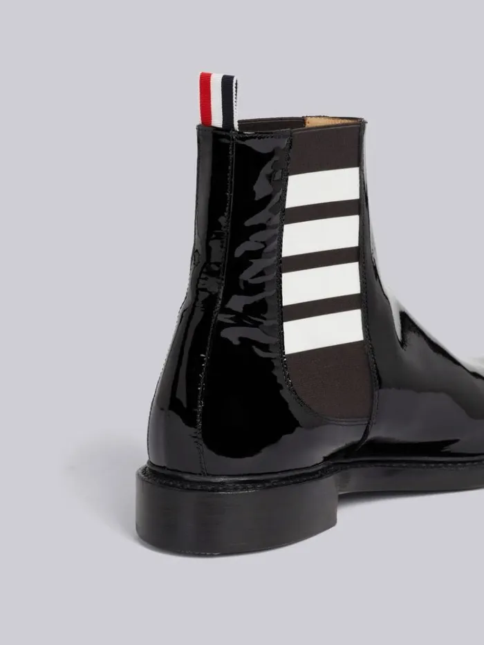 Soft Patent Leather 4bar Chelsea Boot Black Men Thom Browne Boots