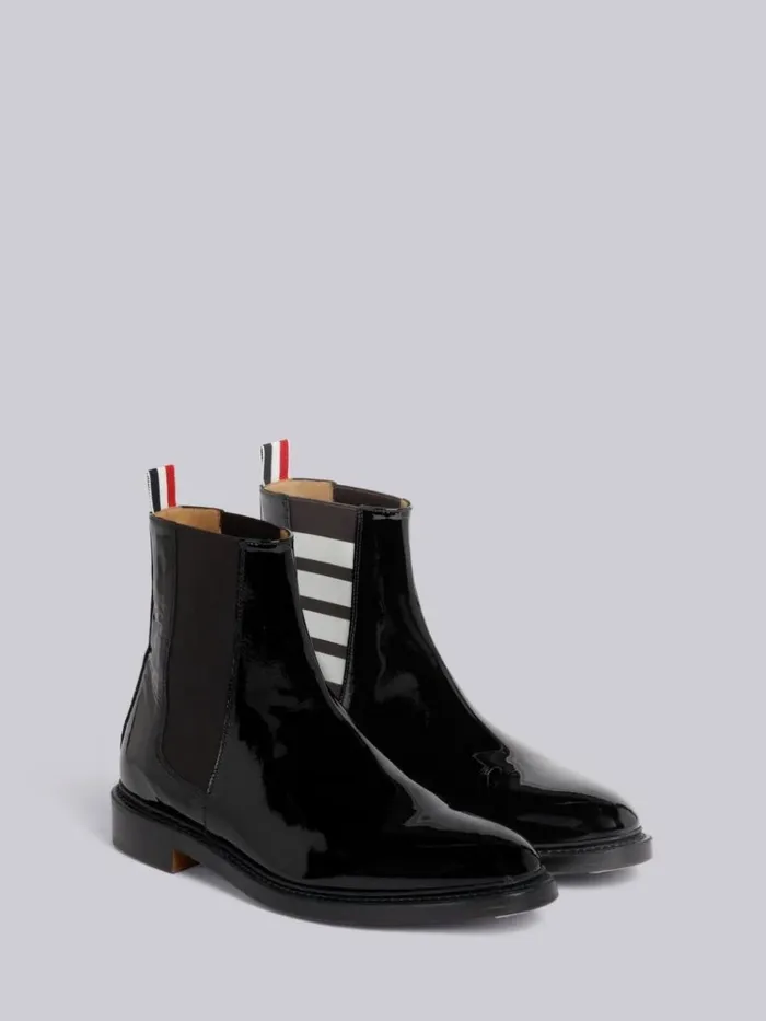 Soft Patent Leather 4bar Chelsea Boot Black Men Thom Browne Boots