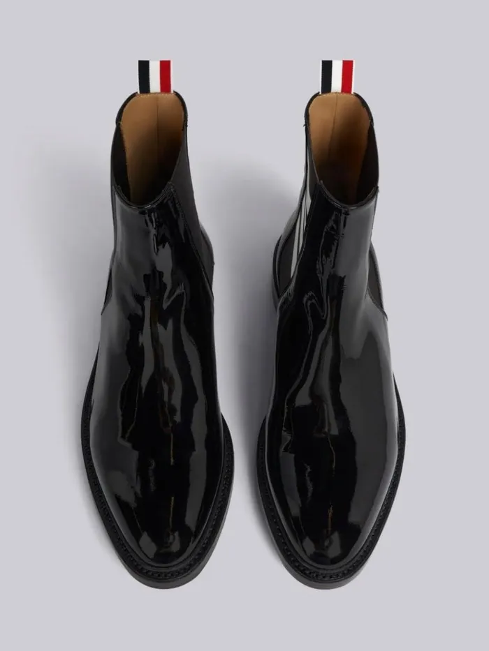Soft Patent Leather 4bar Chelsea Boot Black Men Thom Browne Boots