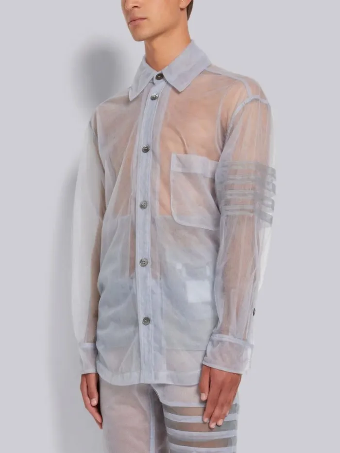 Soft Tulle 4bar Oversized Shirt Jacket Dark Grey Men Thom Browne Shirting