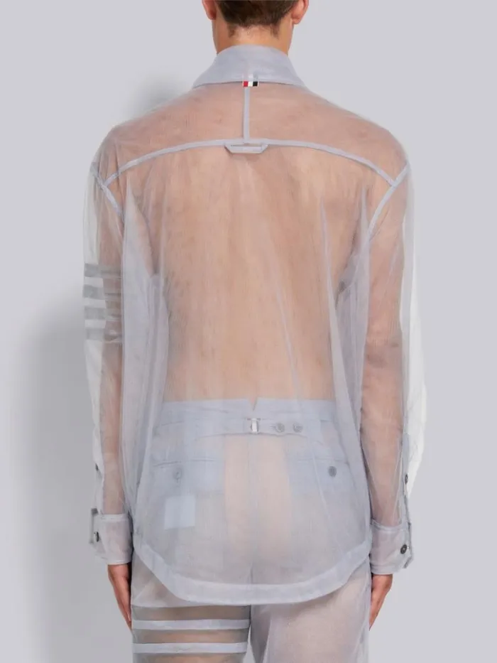Soft Tulle 4bar Oversized Shirt Jacket Dark Grey Men Thom Browne Shirting