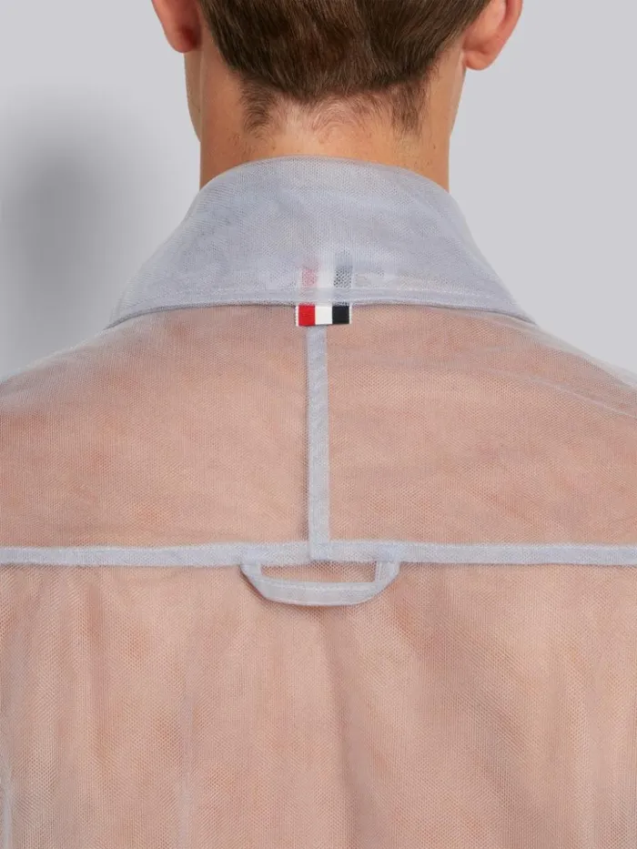 Soft Tulle 4bar Oversized Shirt Jacket Dark Grey Men Thom Browne Shirting