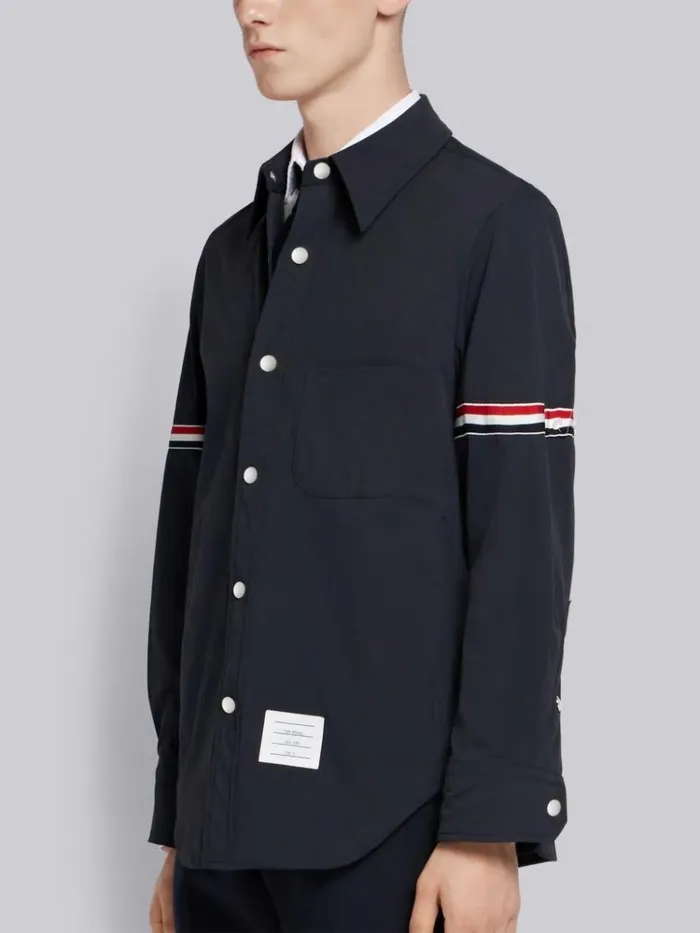 Solid Nylon Armband Shirt Jacket Navy Men Thom Browne Shirting