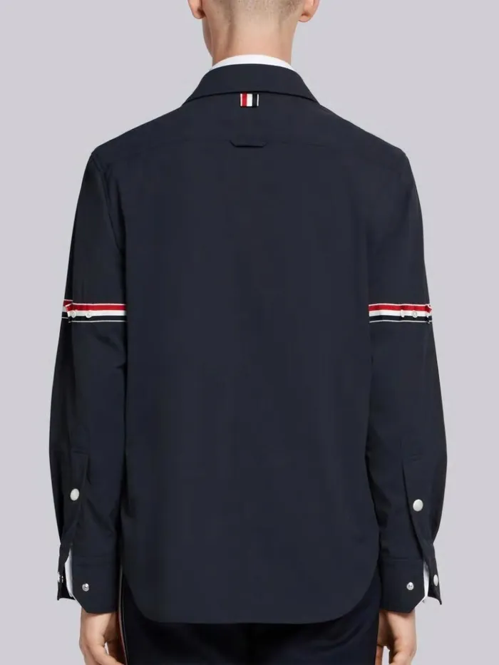 Solid Nylon Armband Shirt Jacket Navy Men Thom Browne Shirting
