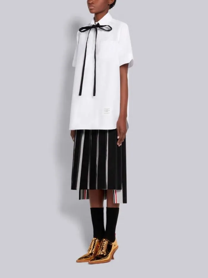 Specchio Calf Leather 75mm Curved Heel Longwing Brogue Gold Women Thom Browne Heels