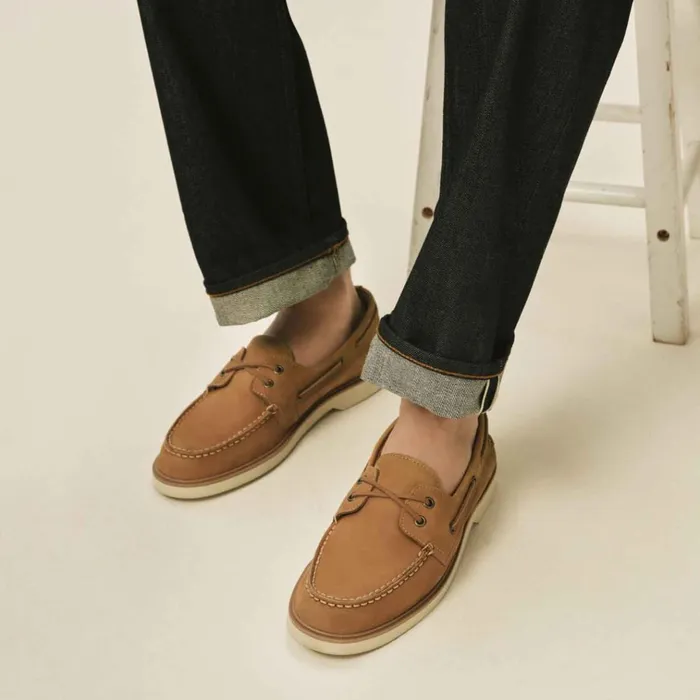 Sperry Boat Shoes Authentic Original Double Sole Nubuck Boat Shoe Medium Beige 8211 Men