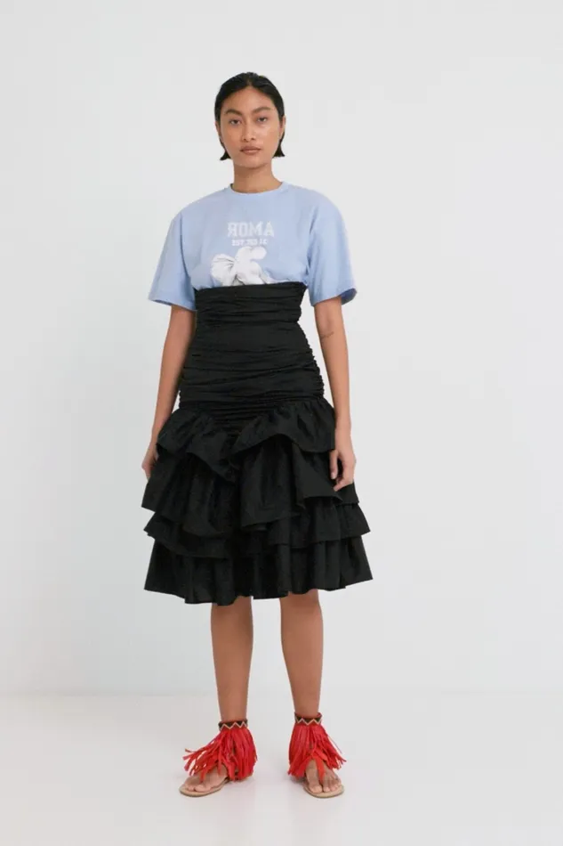 Stella Jean Ruffled Draped Skirt Women Desigual Skirts and Shorts