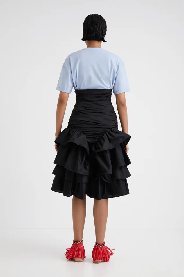 Stella Jean Ruffled Draped Skirt Women Desigual Skirts and Shorts