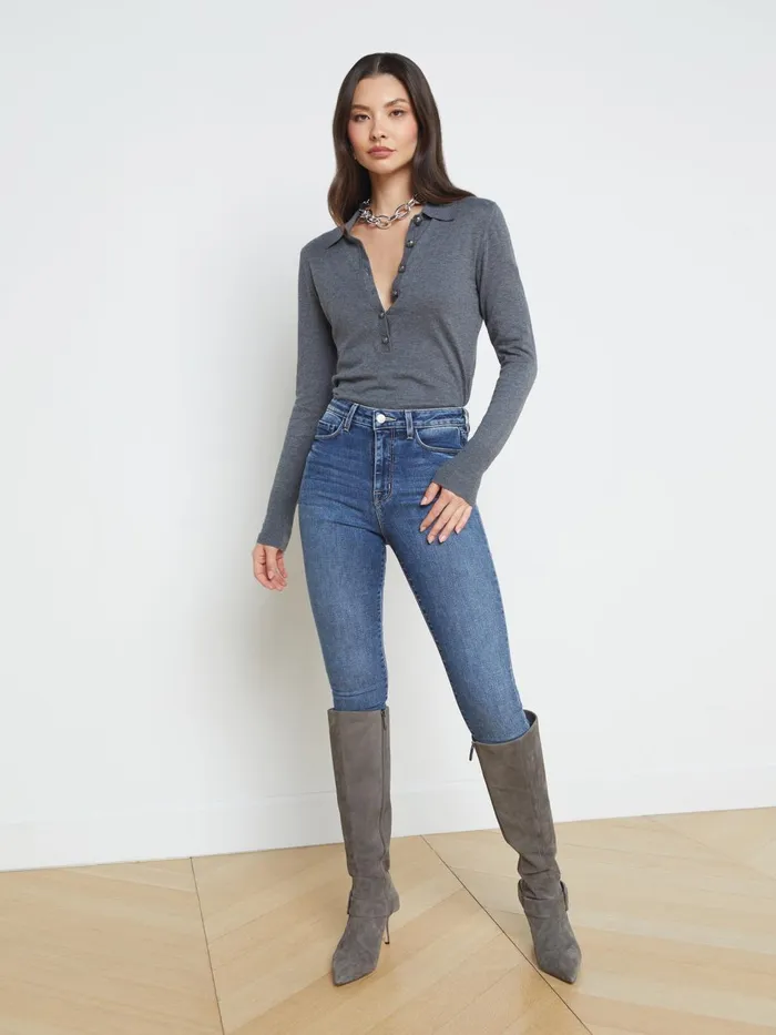 Sterling Sweater Greygunmetal Women L039Agence Knitwear Sterling Sweater Greygunmetal Women L039Agence Knitwear
