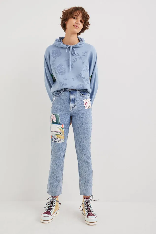 Straight Cropped Japanese Jeans Women Desigual Pants and Leggings