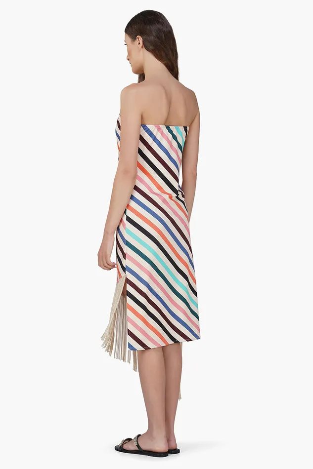 Stripe Staple Fringes Body Cone Dress Stripe Staple Fringes Body Cone Dress